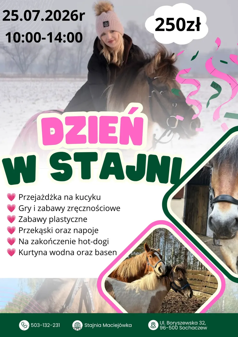 Plakat wydarzenia: Dzień w stajni