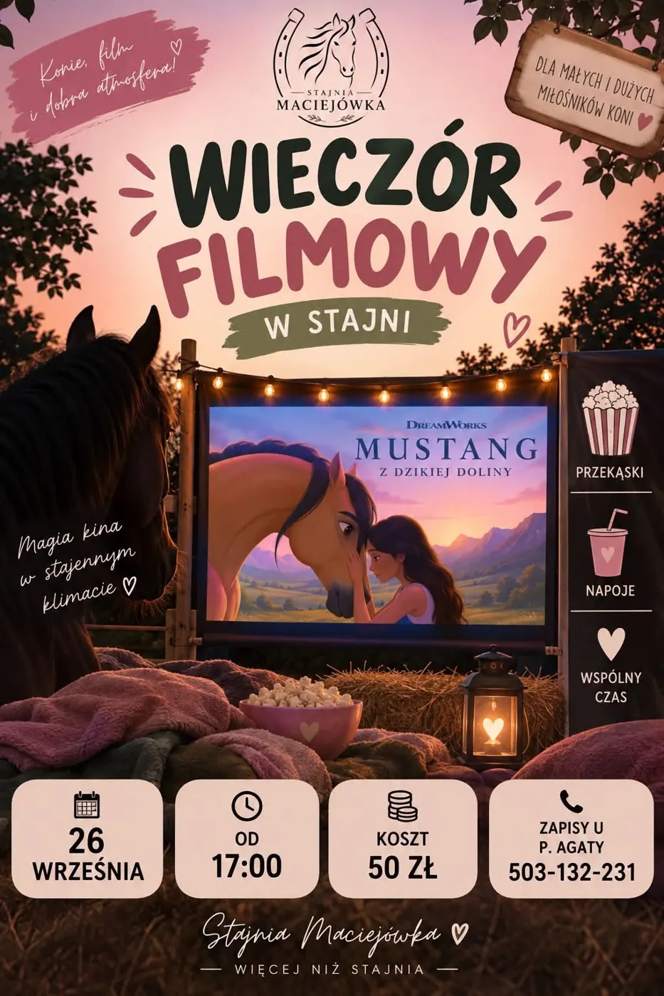 Plakat wydarzenia: Wieczór filmowy w stajni